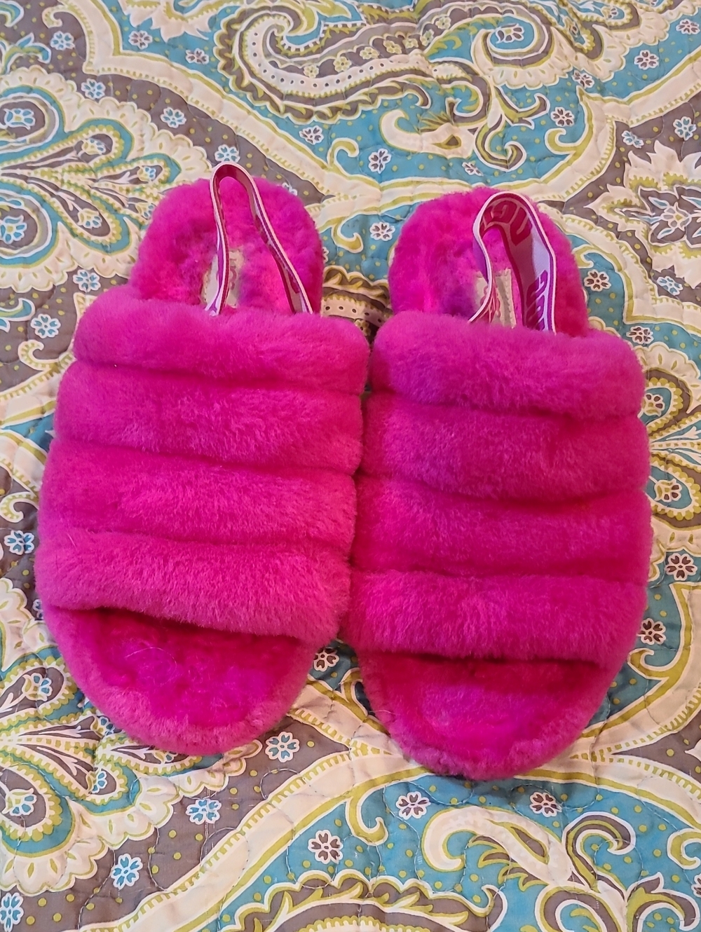 UGG Hot Pink Fluff Yeah Slide Slippers